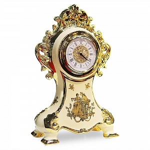 AMANTE CREMA Часы настольные 23х14х39 см, керамика, цвет кремовый, декор золото