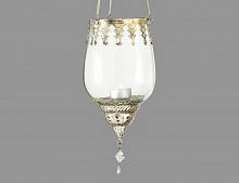 Подвесной подсвечник под чайную свечу "Шармила", стекло, алюминий, серебряный, 28 см, Boltze