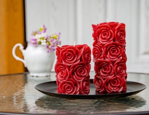 Дизайнерская свеча "Мерцающие розы", Kaemingk