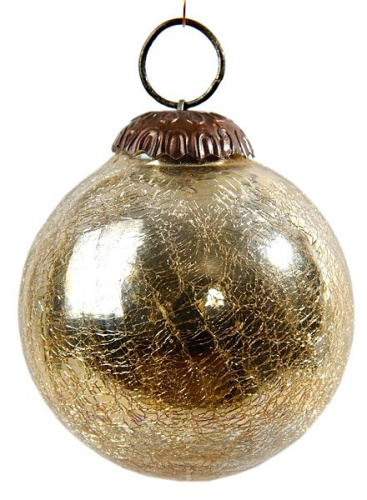 Винтажный шар золотой состаренный, стекло (Kaemingk)