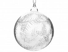 Набор ёлочных шаров "Ледяной эскиз", стекло, прозрачный, гравировка, 8 см, (набор 6 шаров), SHISHI