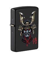 Зажигалка Zippo Samurai Helmet Design, покрытие Black Matte, латунь/сталь, чёрная, матовая