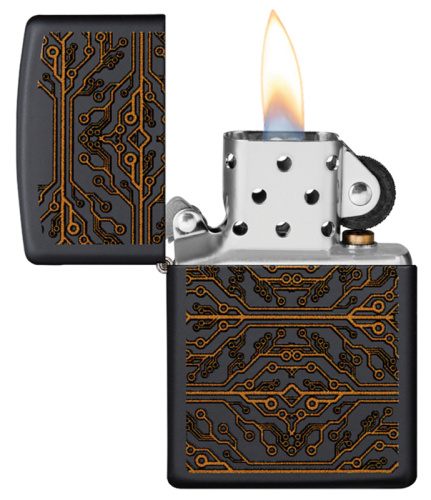 Зажигалка Zippo Circuit Pattern, покрытие Black Matte, латунь/сталь, черная, матовая, 38x13x57 мм фото 2