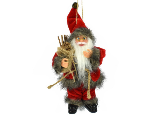 Ёлочная игрушка САНТА - ЛЕСНОЙ ПУТЕШЕСТВЕННИК, текстиль, 18 см, Due Esse Christmas