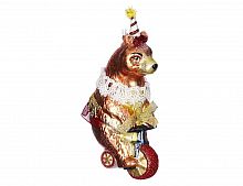 Стеклянная ёлочная игрушка "Медведица на велосипеде", 7.5х5.5х14.5 см, Edelman