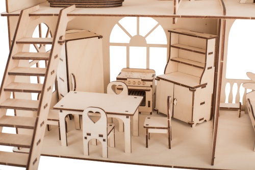 Конструктор-кукольный домик ХэппиДом &quot;Коттедж с пристройкой и мебелью Premium&quot; фото 3