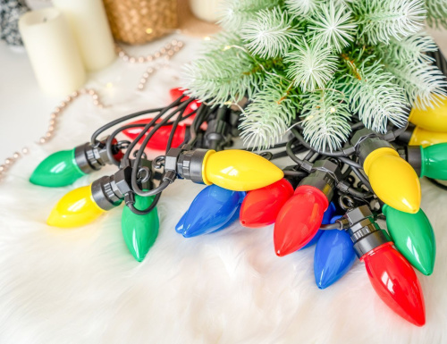 Светодиодная гирлянда из лампочек Party Lights - ШАРМ МИНЬОН, цветная, 20 тёплых белых LED-огней, 10 м, контроллер, коннектор, чёрный провод, уличная, Winter Deco фото 2