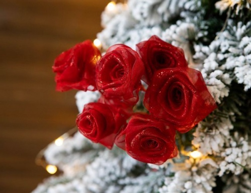 "Букет роз" из органзы, красный, 32 см, BILLIET фото 2