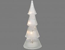 Светящееся украшение "Ледяная ёлочка", стекло, тёплые белые микро LED-огни, 8х22.5 см, батарейки, Peha Magic