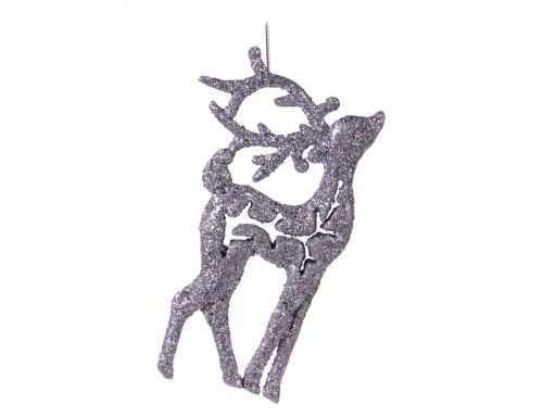 Елочное украшение "Серебряный олень" с глиттером, 6х13 см, разные модели, BILLIET фото 2
