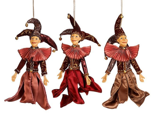 Ёлочное украшение "Арлекин", полистоун, текстиль, 25 см, разные модели, Goodwill
