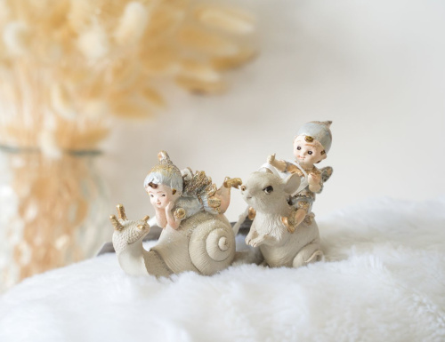 Ёлочная игрушка ЗИМНИЙ ЭЛЬФ НА УЛИТКЕ, полистоун, 8 см, Kaemingk (Decoris) фото 2