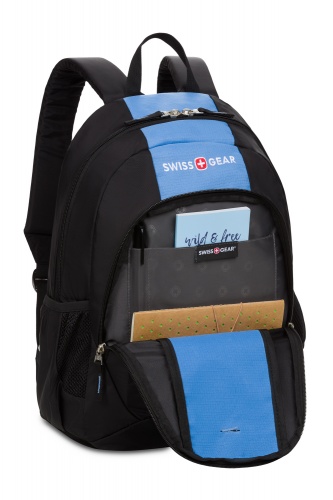 Рюкзак Swissgear, чёрный/голубой, 32х14х45 см, 20 л фото 8