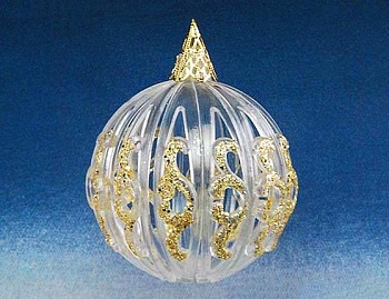 Ёлочный шар "Ажурное очарование", акрил, прозрачный с золотым, 9 см, Forest Market