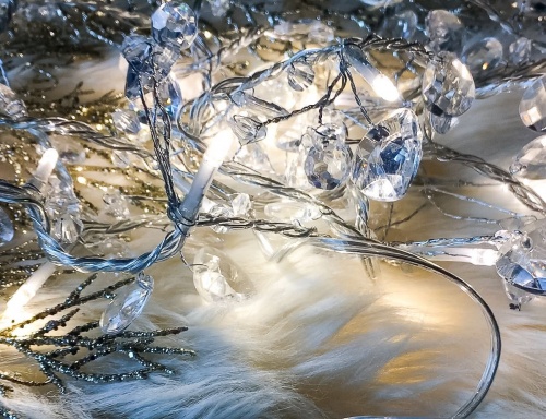 Гирлянда "Бриллиантовые сердечки", 1.8+3 м, 30 теплых белых LED-огней, Kaemingk фото 3