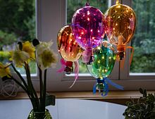 Декоративный светильник подвесной "Воздушный шарик", 10 тёплых белых микро LED-огней, 12x12x21 см, таймер, батарейки, разные цвета, Kaemingk