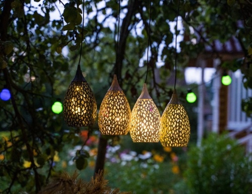 Садовый светильник на солнечной батарее подвесной "Вечернее кружево", 5 тёплых белых микро LED-огней, 13х21 см, Kaemingk фото 2