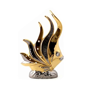 LAGUNA Статуэтка рыба 11х33хН49 см, керамика, цвет золото, декор платина, swarovski
