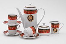 Кофейный сервиз Leander "Сабина" 15 предметов из Чехии с артикулом 02160714-b979, с красным и белым цветами