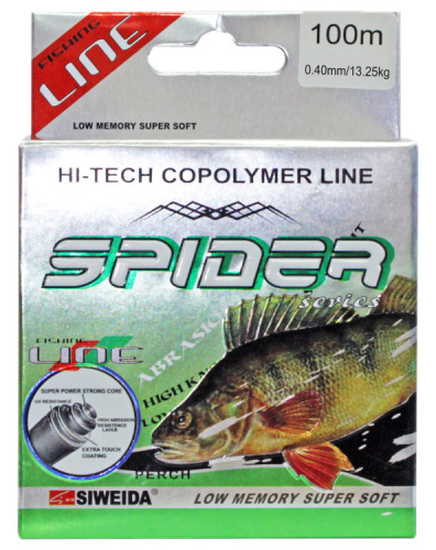 Леска Siweida Spider Perch 100м 0,4 (13,25кг) серая