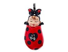 Ёлочная игрушка МАЛЫШКА - БОЖЬЯ КОРОВКА в коконе, полистоун, 7.5 см, Kurts Adler