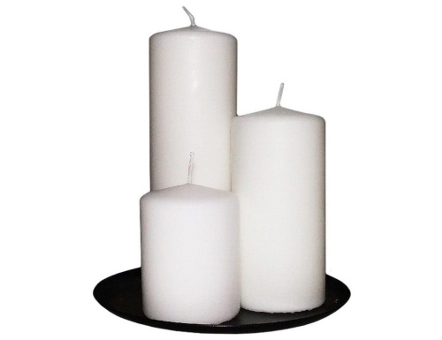 Набор свечей столбиков с подсвечником, 18.3 см (3 шт.), Омский Свечной