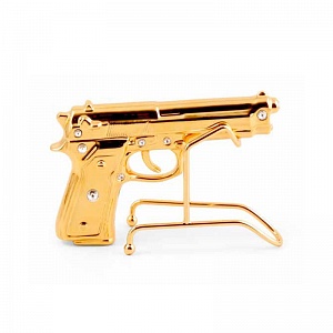 PISTOLETTO Пистолет 20х13 см (без подставки), керамика, цвет золото, swarovski