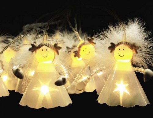 Электрическая гирлянда "Ангелочки", 16 тёплых белых LED-огней, 2.1+1.5 м, прозрачный провод, SNOWHOUSE фото 2