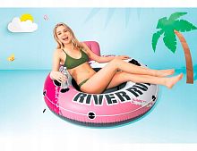 Надувной круг Intex River Run розовый одноместный с сетчатым дном, диаметр 135 см, Intex