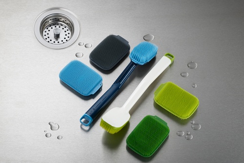 Щетка для мытья посуды cleantech с запасной насадкой, синяя фото 8