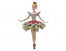 Ёлочная игрушка "Балерина стелла", полистоун, текстиль, платиновая с рубиновым, 15 см, Kurts Adler