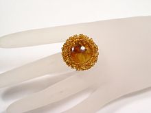 Круглое кольцо из балтийского янтаря и бисера, 50002