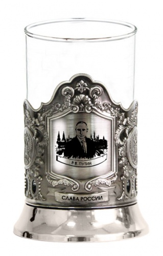 Подстаканник Путин Слава России(Кремль) никел. карт. коробка фото 2