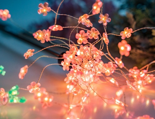 Декоративный садовый светильник Solar "Цветочки-звёздочки" розовые, на солнечной батарее, 90 тёплых белых LED-огней, 25х85 см, Kaemingk (Lumineo) фото 6