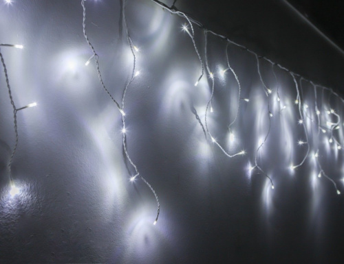 Светодиодная гирлянда Бахрома 11*0.5 м, 259 холодных белых LED ламп, контроллер, белый ПВХ, IP44, Kaemingk (Lumineo) фото 3