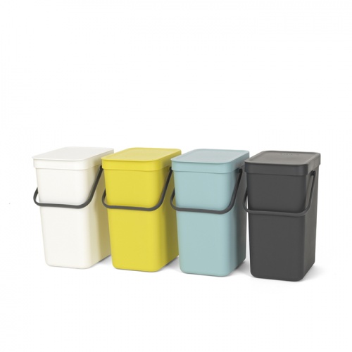 Ведро для мусора Brabantia SORT&GO 12л из пластика, представленное в цветах голубой, серый, белый и жёлтый фото 11
