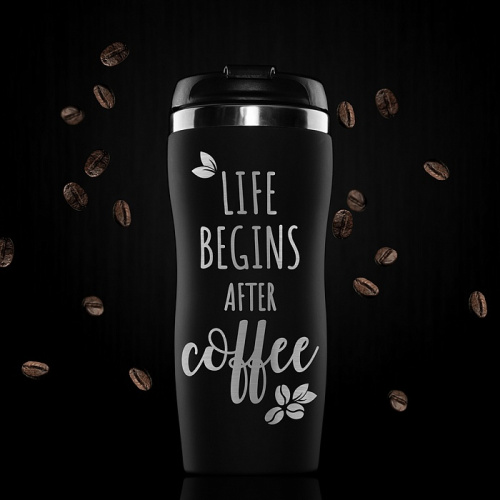 Термокружка "Life begins after coffee " подарочной упаковке фото 2