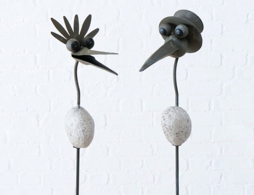 Штекер садовый "Птички чакки", металлические, серые, 120 см (2 шт.), Boltze