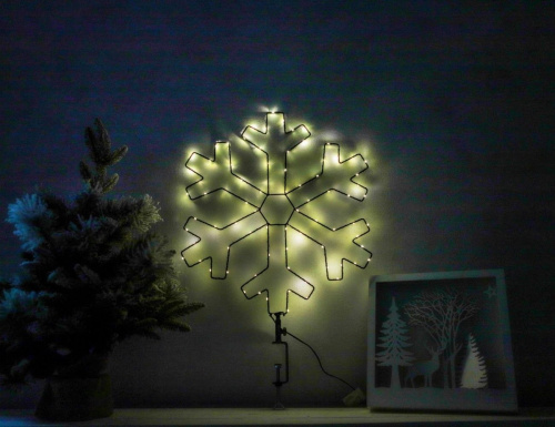 Светодиодная снежинка МОРОЗНЫЙ ОБРАЗ с винтовым креплением, 80 теплых белых LED-огней, 49 см, уличная, Kaemingk