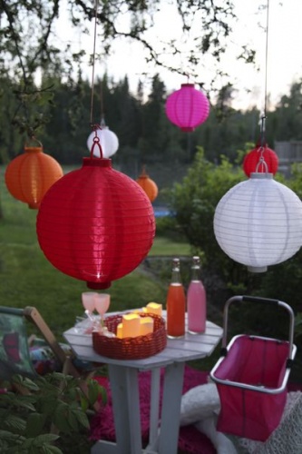 Подвесной садовый светильник Solar FESTIVAL на солнечной батарее, "бумажный", розовый, белый LED-огонь, 20х22 см, STAR trading фото 2