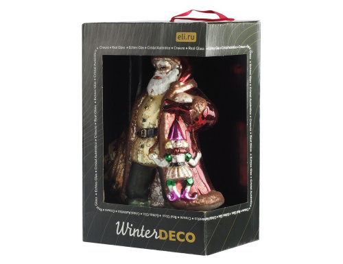 Ёлочная игрушка САНТА КУКЛОВОД с петрушкой, стекло, 19 см, Winter Deco фото 4