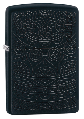 Зажигалка Zippo Tone on Tone Design с покрытием Black Matte, латунь/сталь, чёрная, 36x12x56 мм