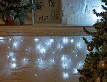 Светодиодная гирлянда длинная БАХРОМА ICICLE, 1000 холодных белых LED-огней, 25х0.5+1.5 м, коннектор, прозрачный ПВХ, уличная, SNOWHOUSE