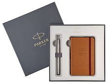 Набор подарочный Parker Sonnet - Stainless Steel CT, перьевая ручка, M + блокнот