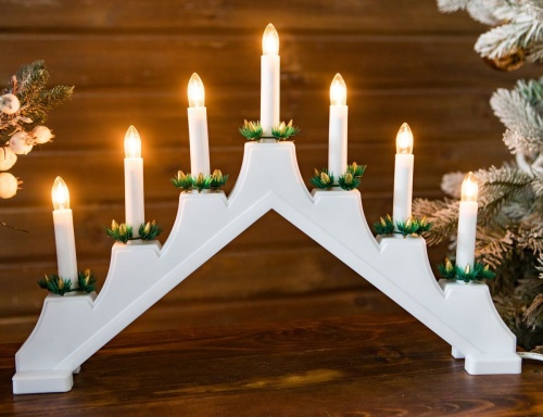 Светильник "Горка рождественская теодоро" (белый) на 7 свечей, 29х41 см, Koopman International