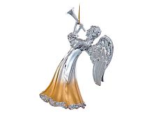 Ёлочная игрушка АНГЕЛ - ВЕСТНИК РОЖДЕСТВА, пластик, серебряный, 13 см, Kurts Adler