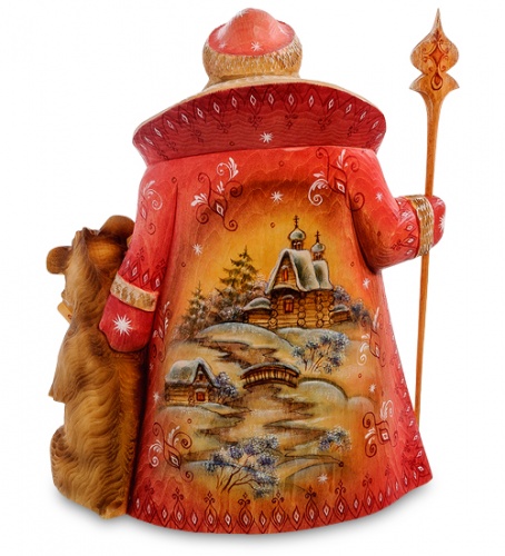 РД-41 Фигурка Дед Мороз с медведем (Резной) 26см фото 2