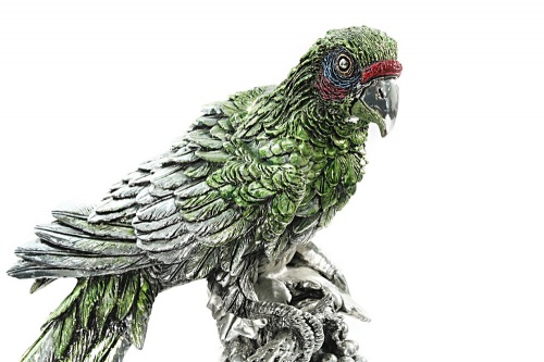 Скульптура "Попугай на ветке", посеребрение фото 2