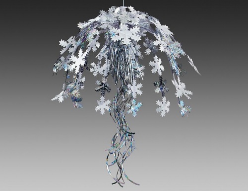 "Фонтан - каскад снежинка" из фольги на жесткой подвеске бело-серебряный, 60 см, Holiday Classics