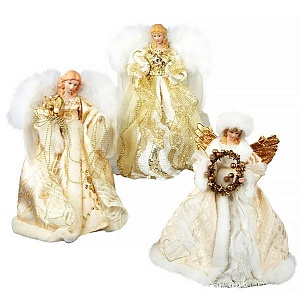 Верхушка ёлочная "Зимний ангел", полистоун, текстиль, 30.5 см, в ассортименте, Kurt S. Adler